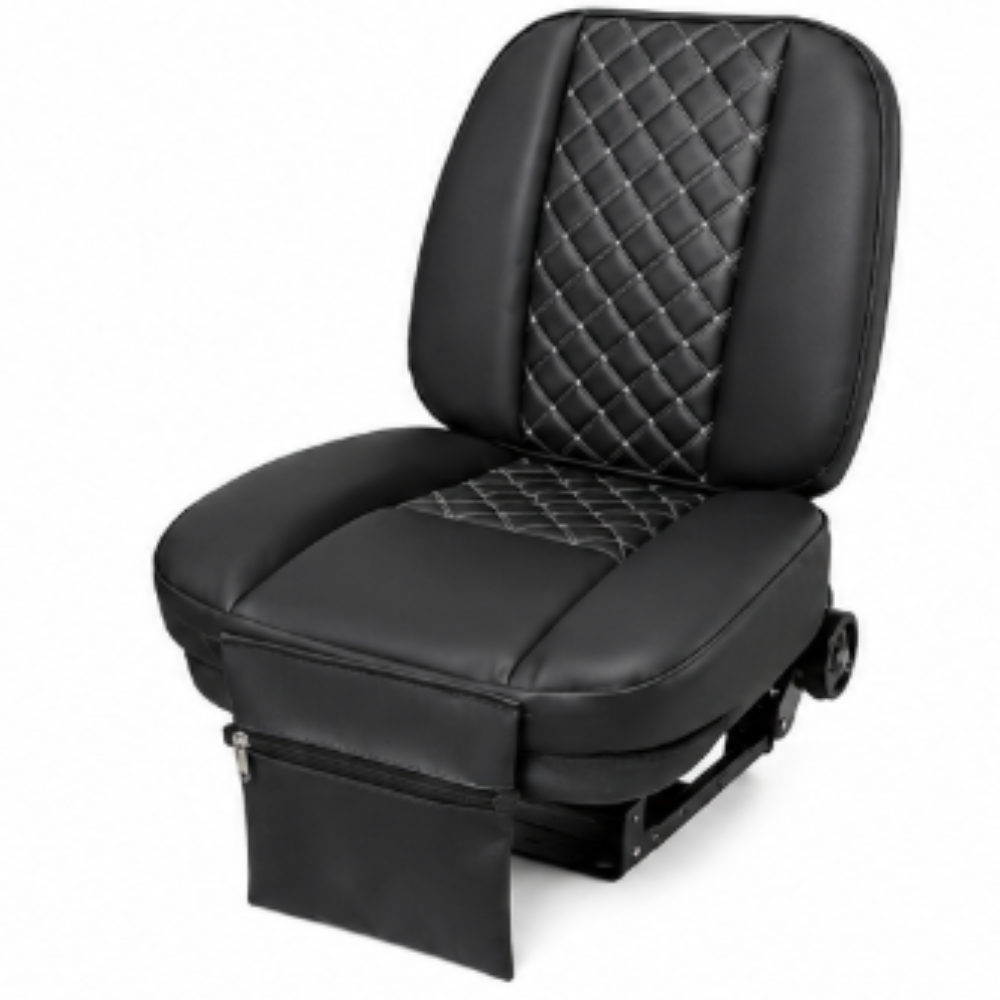 Black seat cover, 3/4 angle view
