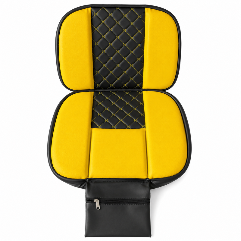 Yellow and black tractor seat cover