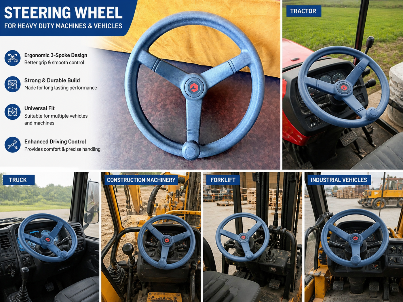 Heavy-duty replacement steering wheel